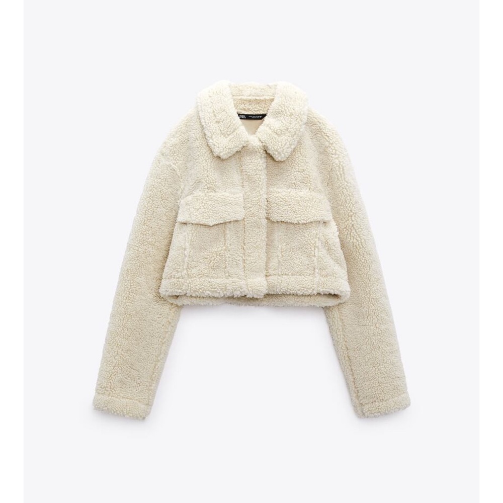 Zara FLEECE CROP OVERSHIRT Jacket Size XXL